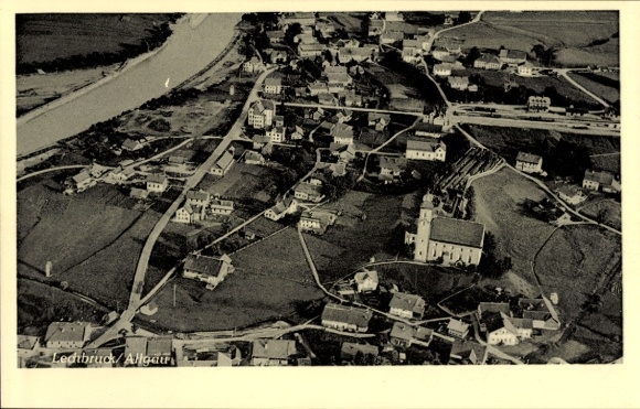 Postcard Lechbruck am See Allgäu Swabia, aerial photograph
