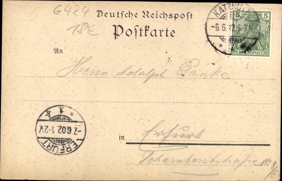 Chromo-Litho Katzhütte in the Schwarzatal Thuringia, Hotel Wurzelberg, Dependance, view of the town