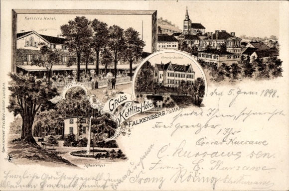 Litho Falkenberg in der Mark, Teilansichten, Kettlitz Hotel