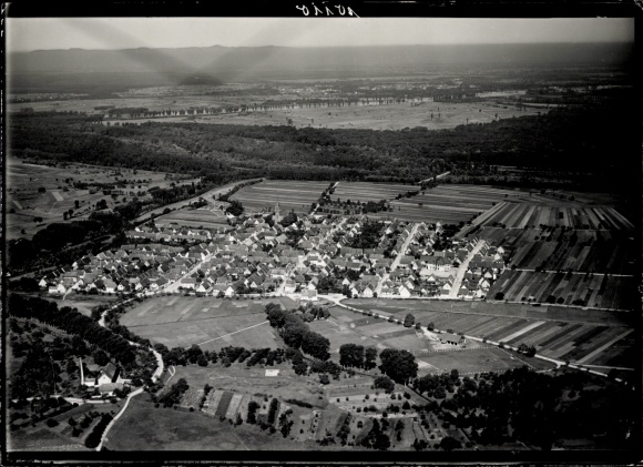 Postcard Rußheim Dettenheim in Baden, aerial photograph