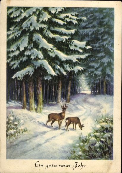 7 old artist PC congratulations New Year, various motifs