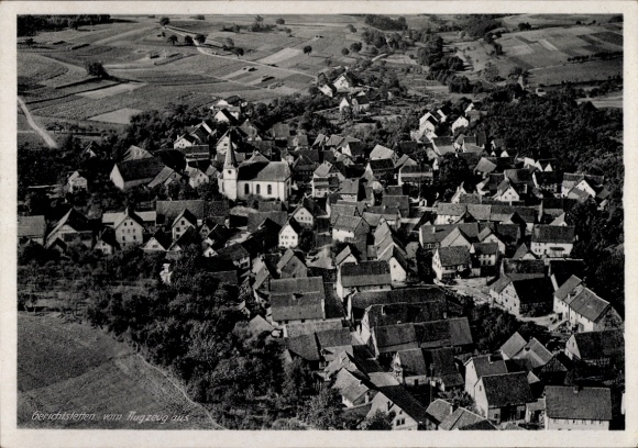 Postcard Gerichtstetten Hardheim in the Odenwald, aerial photograph