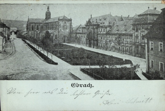Postcard Ebrach in the Steigerwald Upper Franconia, partial view