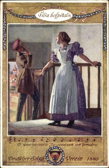 Studentika Song Postcard Filia hospitalis, O blissful youth with joy, German School Association 92