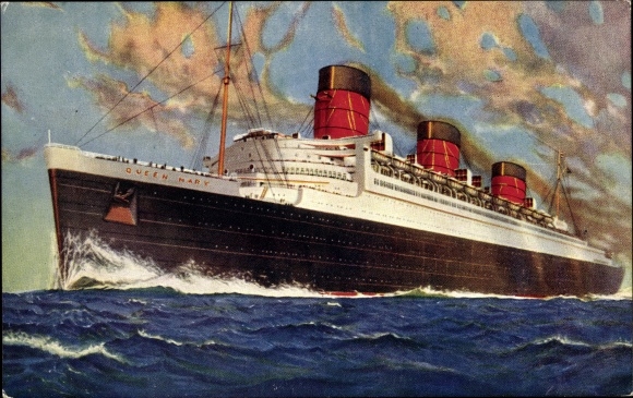 Künstler Ak Passagierdampfer RMS Queen Mary, Cunard White Star Line