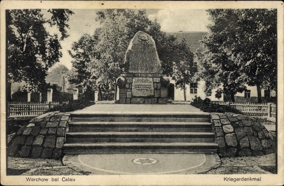 Ak Werchow Calau in Neder-Lausitz, oorlogsmonument