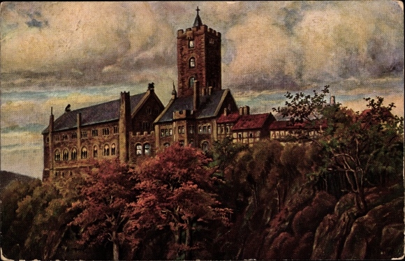 Artist PC Rowland, Fr., Lutherstadt Eisenach in Thuringia, Wartburg from the east