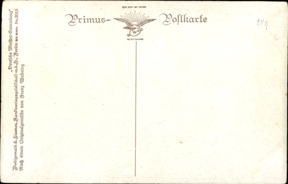 Kunstenaarskaart Bobring, Franz, huismoeder, breiende vrouw