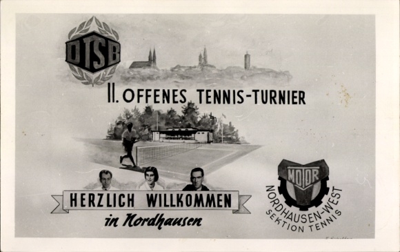 Foto Ak Nordhausen, II. Offenes Tennis-Turnier, DTSB, Motor Nordhausen West, Sektion Tennis