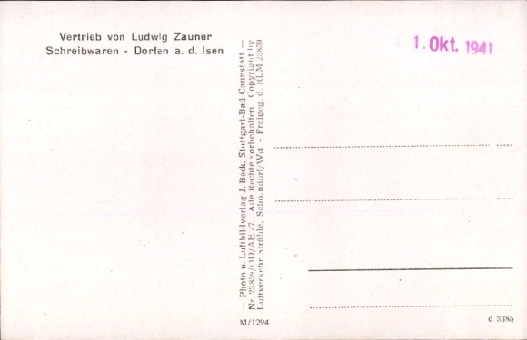 Postcard Dorfen in Upper Bavaria, aerial photograph