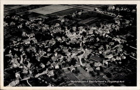 Postcard Holzhausen Bad Pyrmont in Lower Saxony, aerial view of Holzhausen, many houses, rural