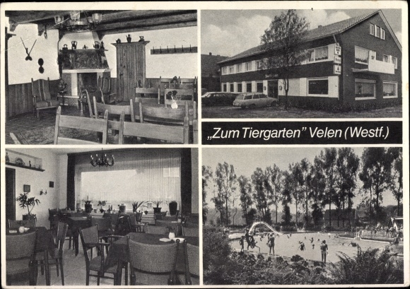 Postcard Velen in Westphalia, Hotel Restaurant Zum Tiergarten, interior view, swimming pool