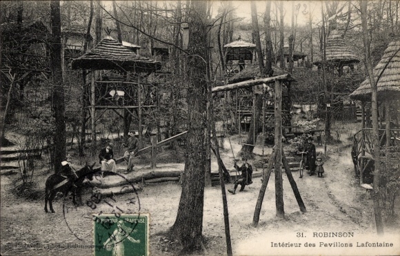 Postcard Châtenay Malabry Hauts de Seine, Robinson Aulnay, interior view of the Pavillons Lafontaine, a...