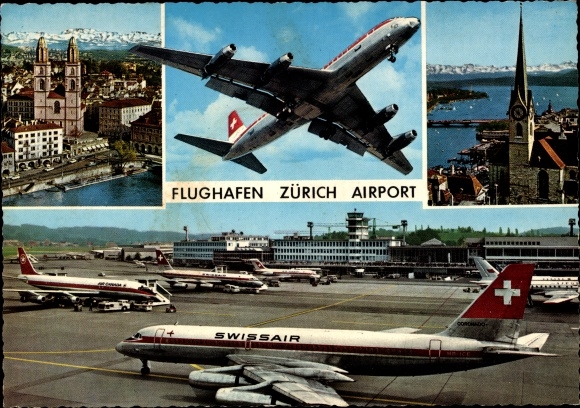 PC Zurich city Switzerland, airport, plane Swissair