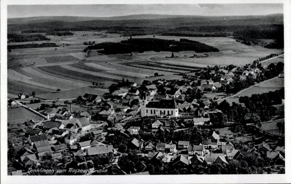 Postcard Denklingen in Swabia Upper Bavaria, aerial photograph
