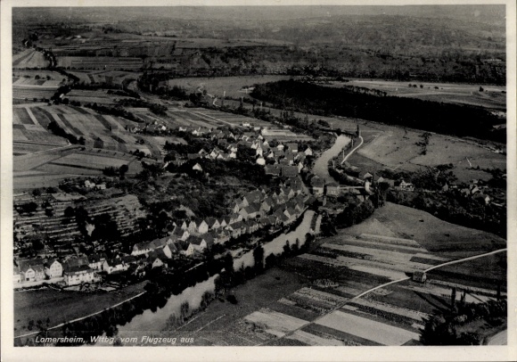 Postcard Lomersheim Mühlacker in the Enzkreis, aerial photograph