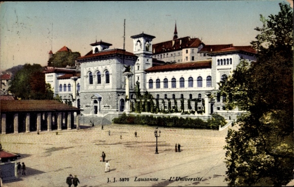 KP Lausanne Canton Vaud, z Uniwersytetu, ludzie, drzewa, architektura