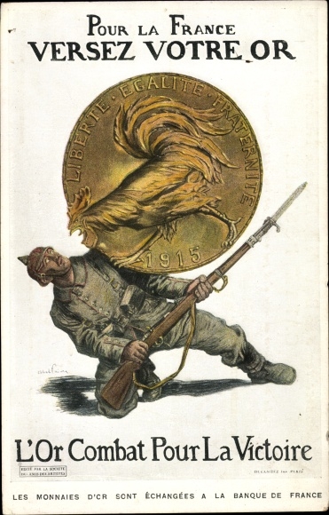 Ak Pour la France versez votre or, L'Or Combat pour la Victoire, Hahn, deutscher Soldat