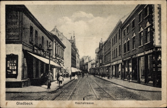 Postcard Gladbeck in the Ruhr area, Hochstrasse, wallpaper shop