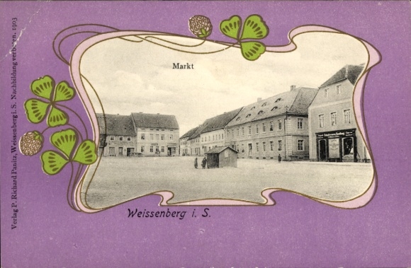 Passepartout Ak Weißenberg in Sachsen, Markt