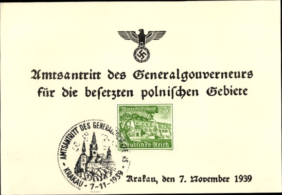 KP Kraków Kraków Polska, inauguracja Generalnego Gubernatora na okupowane ziemie polskie w 1939 r