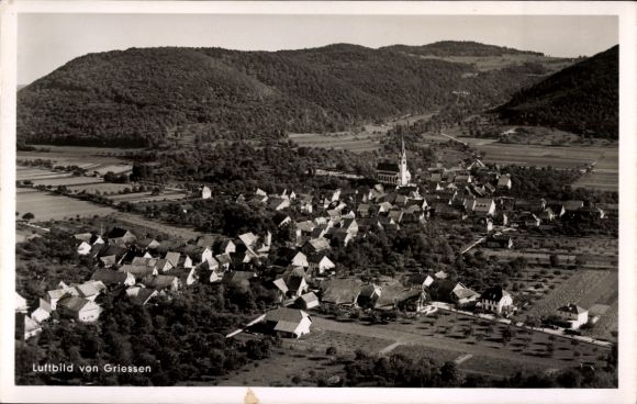 Ak Grießen im Klettgau Baden, Fliegeraufnahme