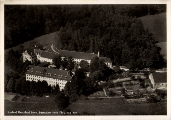 Postcard Krumbach in Swabia, Krumbad, aerial photograph