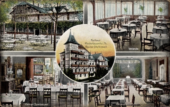 Ak Bad Klosterlausnitz in Thüringen, Kurhaus, Garten, Veranda, Kleiner Speisesaal, Besitzer Otto 