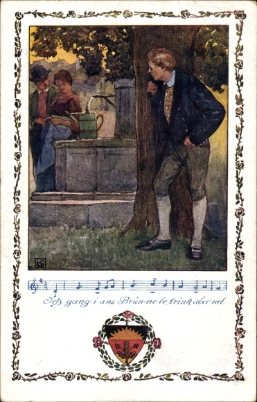Song Postcard Now I&#39;m going to Brünnele, but don&#39;t drink, German School Association 368