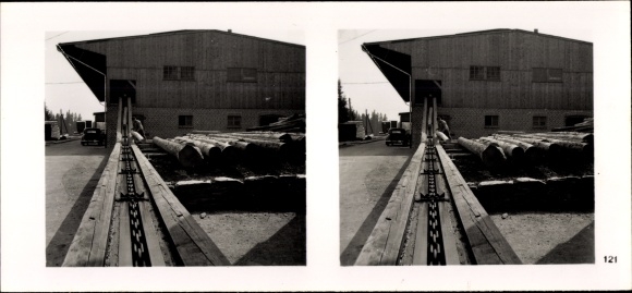 Stereo spatial image photo &quot;The NS model companies 1937-38&quot; No. 431 III/121 Hammerbrücke saw and planing works