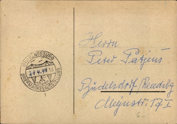 Postcard Rendsburg, Association of Schleswig-Holstein Stamp Collectors, 1949 celebration card