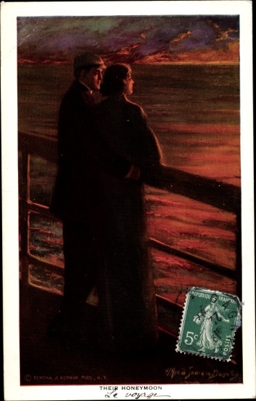 Künstler Ak Dewey, Alfred James, Their Honeymoon, Liebespaar