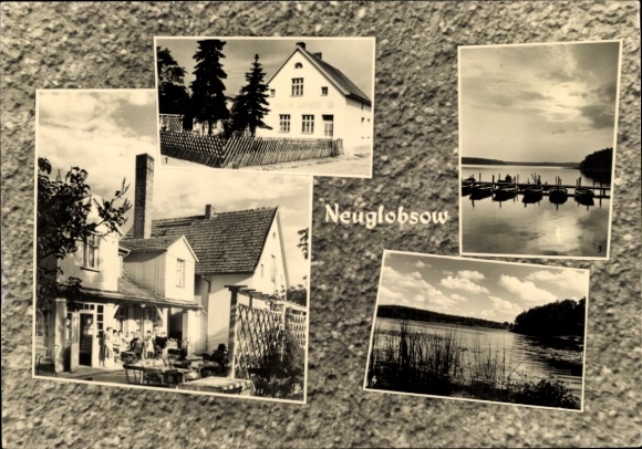 Postcard Neuglobsow Stechlin Brandenburg, boats, FDGB at Dagower See