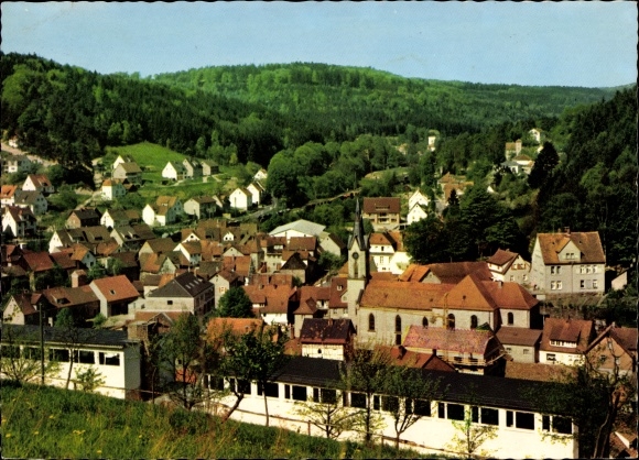 Postcard Heigenbrücken in the Spessart region of Lower Franconia, general view