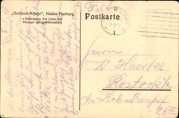 Postcard Hamburg Harburg Haake, Goldene Wiege concert garden
