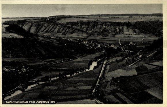 Postcard Untermünkheim am Kocher Baden Württemberg, aerial photograph