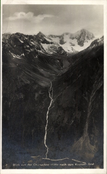 Postcard Tirol Austria, view from the Chemnitzer Hut to the Kaunser Grat