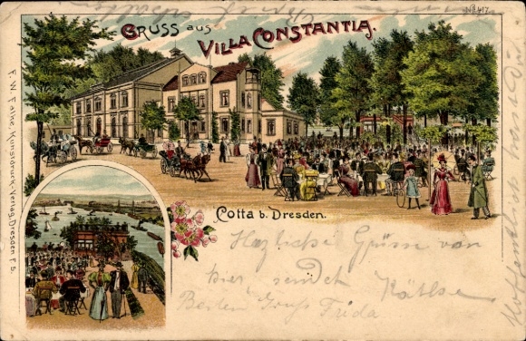 Chromo-Litho Dresden Cotta, Restaurant Villa Constantia, Garden