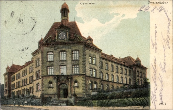 Postcard Zweibrücken in Rhineland-Palatinate, view of the high school