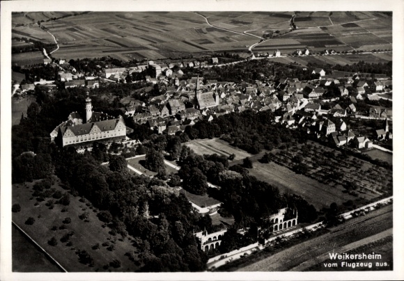 Postcard Weikersheim in Tauberfranken Württemberg, aerial photograph