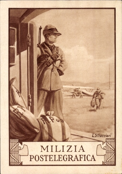 Ganzsachen Ak Stracciari, Italien, Milizia Postelegrafica