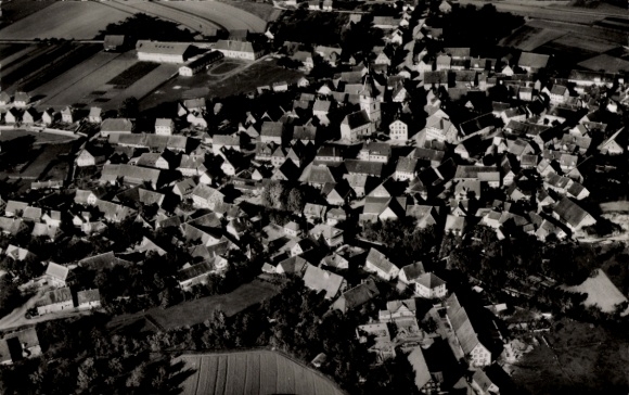 Postcard Blaufelden in Württemberg, aerial photograph