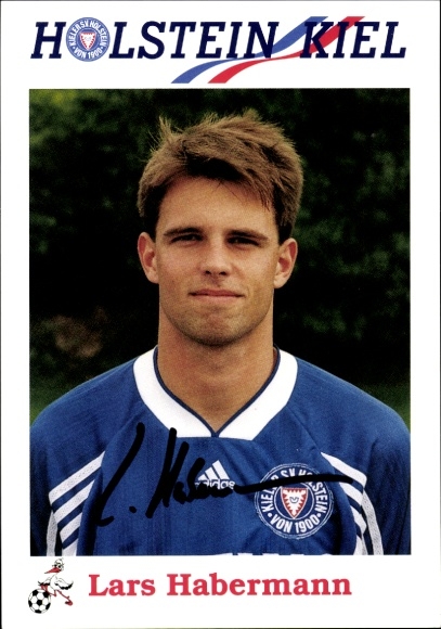 Autograph card footballer Lars Habermann, Holstein Kiel, autograph