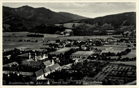 Postcard Benediktbeuren Benediktbeuern in Upper Bavaria, aerial photograph