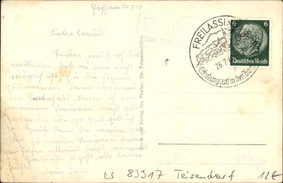 Postcard Weildorf Teisendorf in the district of Laufen, church, village with a view of the countryside, mountains