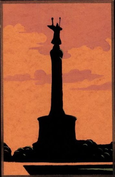 Set of 6 hand-painted PCs of Berlin Mitte / Tiergarten, Reichstag, Brandenburg Gate