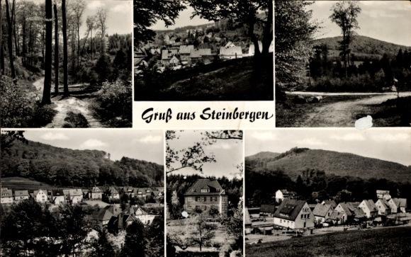 Postcard Steinbergen Rinteln on the Weser, partial views, panorama