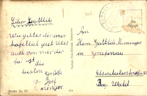 Postcard German military aircraft Arado Ar95