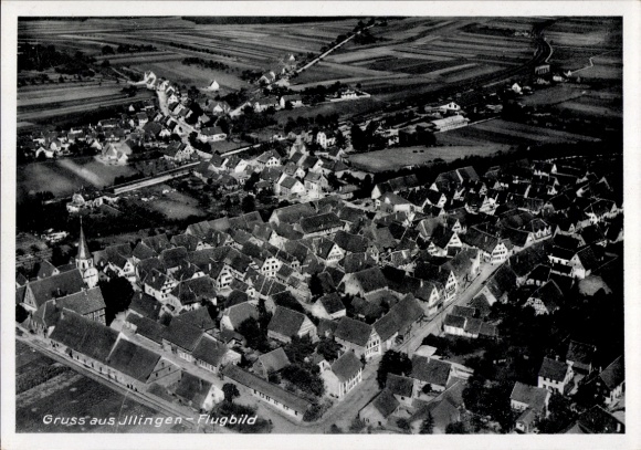 Postcard Illingen in Württemberg, aerial photograph