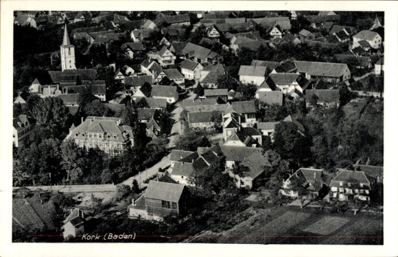 Postcard Kork Kehl am Rhein, aerial photograph